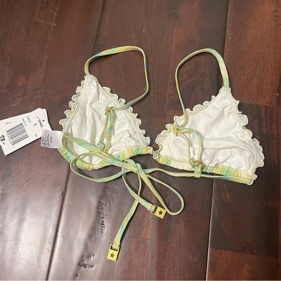 NWT L Space Bikini Top Size Small Maggie Top Green Blue White - Picture 3 of 5